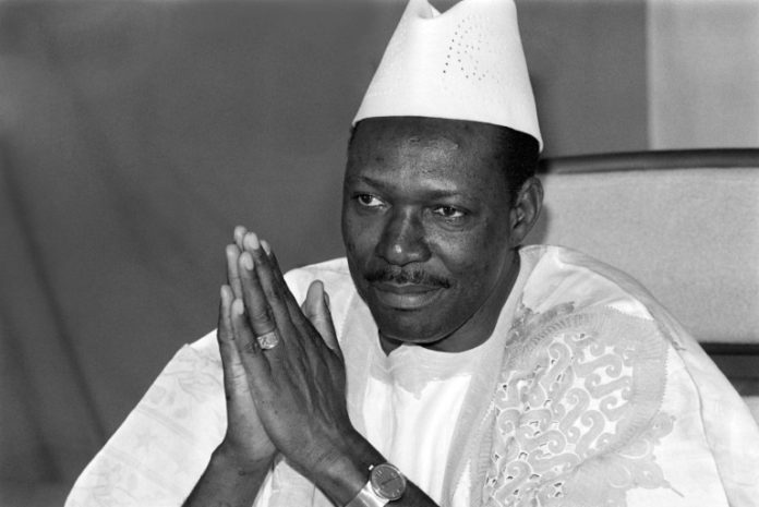 Le président malien Moussa Traoré, le 31 décembre 1985 à Bamako afp.com - FRANCOIS ROJON