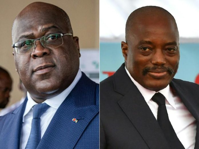 Le président de la RDC Felix Tshisekedi (D) et son prédécesseur Joseph Kabila (G) afp.com - Tchandrou Nitanga, TONY KARUMBA