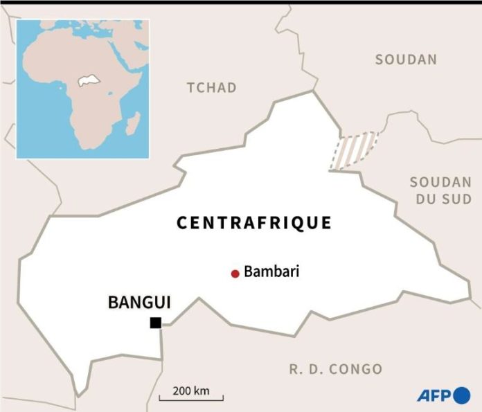 Localisation de Bambari au nord-est de Bangui, tombée aux mains des rebelles le 22 décembre 2020 afp.com -