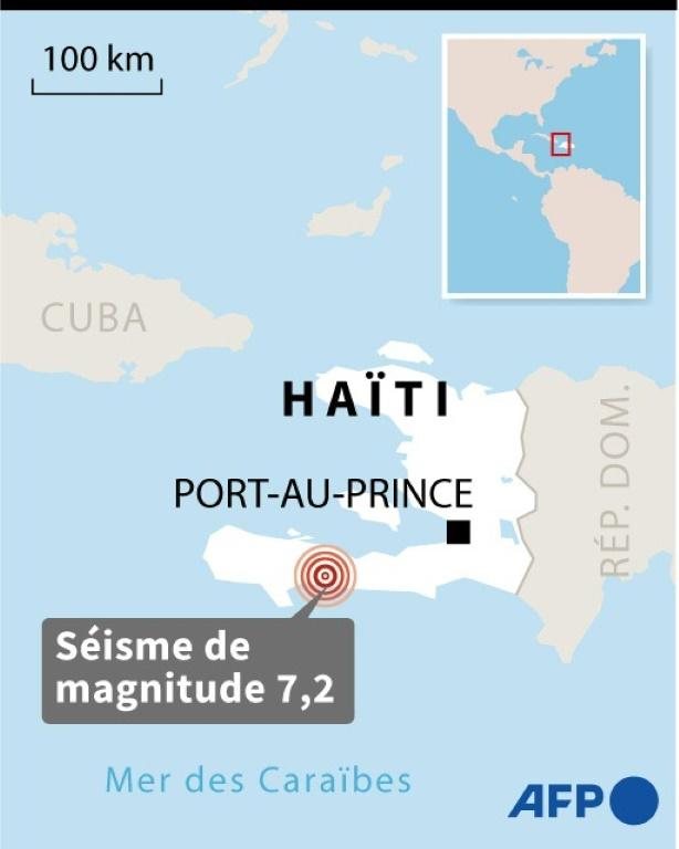 Carte de localisation d'Haïti, où une alerte au tsunami a été décrétée après un séisme de magnitude 7,2 afp.com -