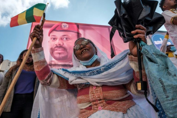 Manifestation de soutien au Premier ministre Abiy Ahmed, à Addis Abeba le 27 novembre 2021 afp.com - EDUARDO SOTERAS