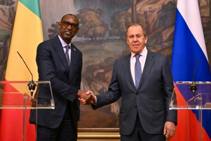 Le chef de la diplomatie russe Sergueï Lavrov reçoit son homologue malien Abdoulaye Diop le 20 mai 2022 à Moscou afp.com - Yuri KADOBNOV