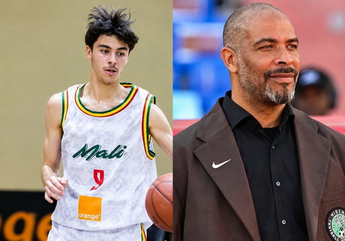 Yanis Sékou Chelle, basketteur malien, aux côtés de son père Éric Chelle, sélectionneur de football